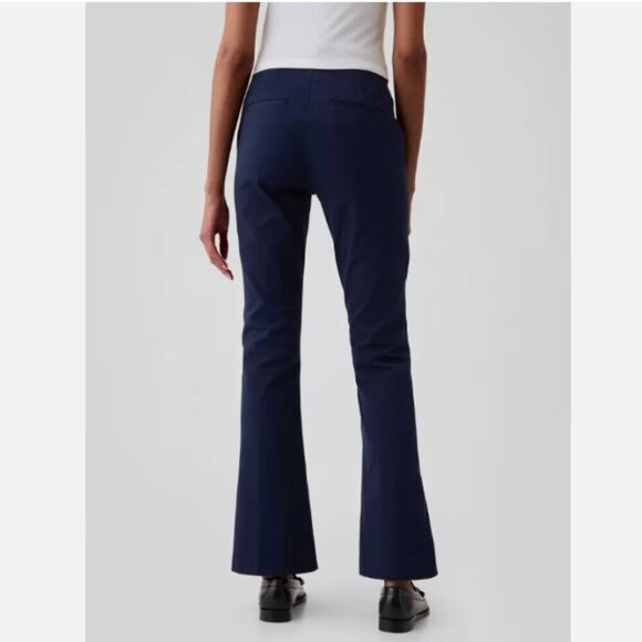 GAP High Rise Flare Stretch Pants Pintuck Pleat Navy Blue Size 8 RT$80 NWT - Picture 2 of 16